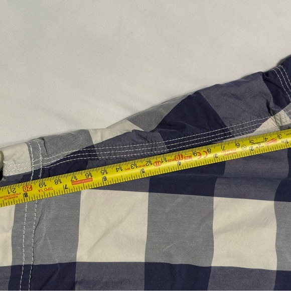 J CREW Board Shorts Mens 33 Navy Blue Plaid Swim Trunks 9" Long Board Mesh Lined - Picture 5 of 7